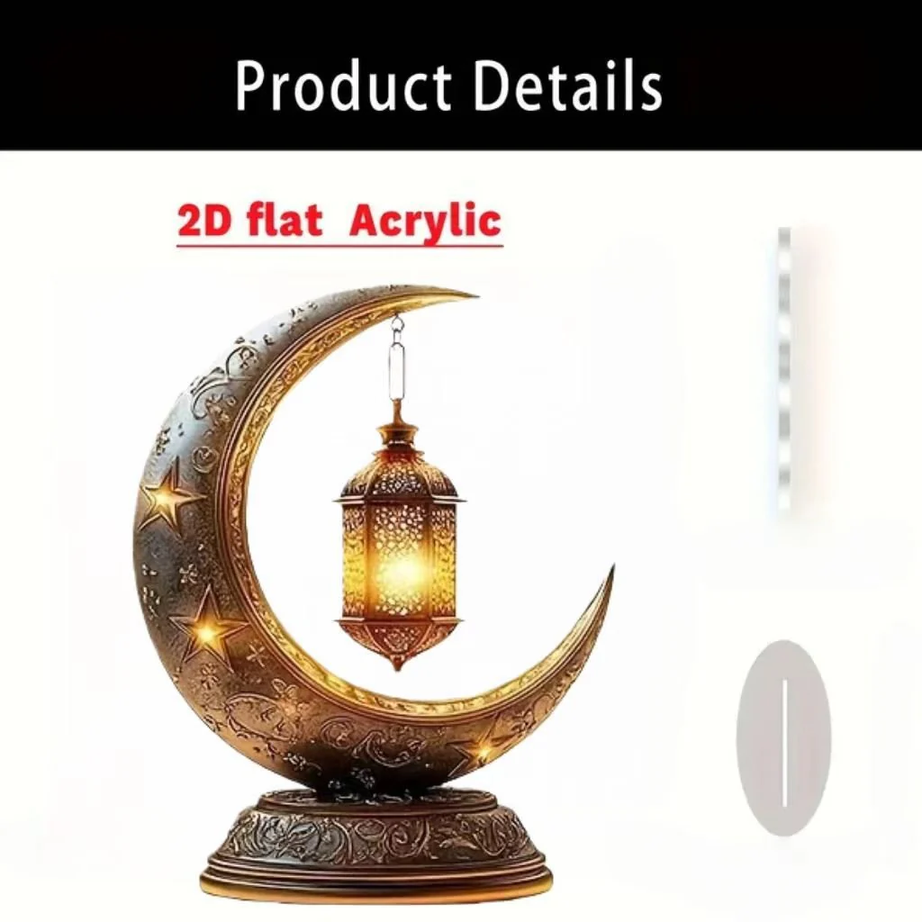 Islamic Crescent with Islamic Motifs Acrylic Desktop Ornament (MAC398) - Image 10