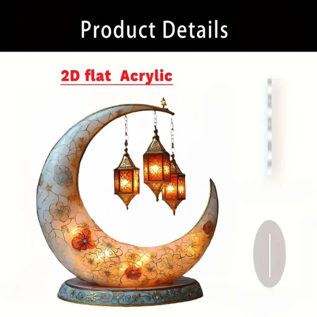 Islamic Crescent with Islamic Motifs Acrylic Desktop Ornament (MAC398) - Image 11