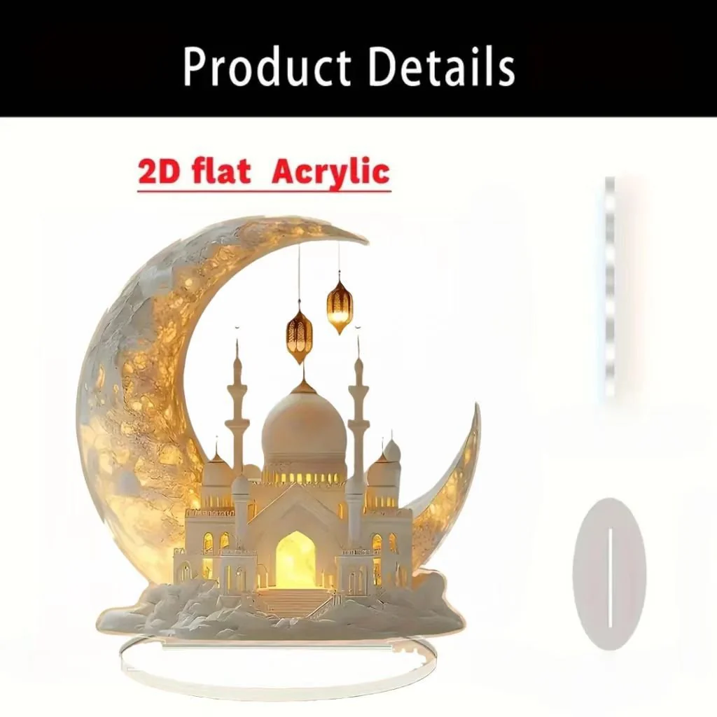 Islamic Crescent with Islamic Motifs Acrylic Desktop Ornament (MAC398) - Image 13