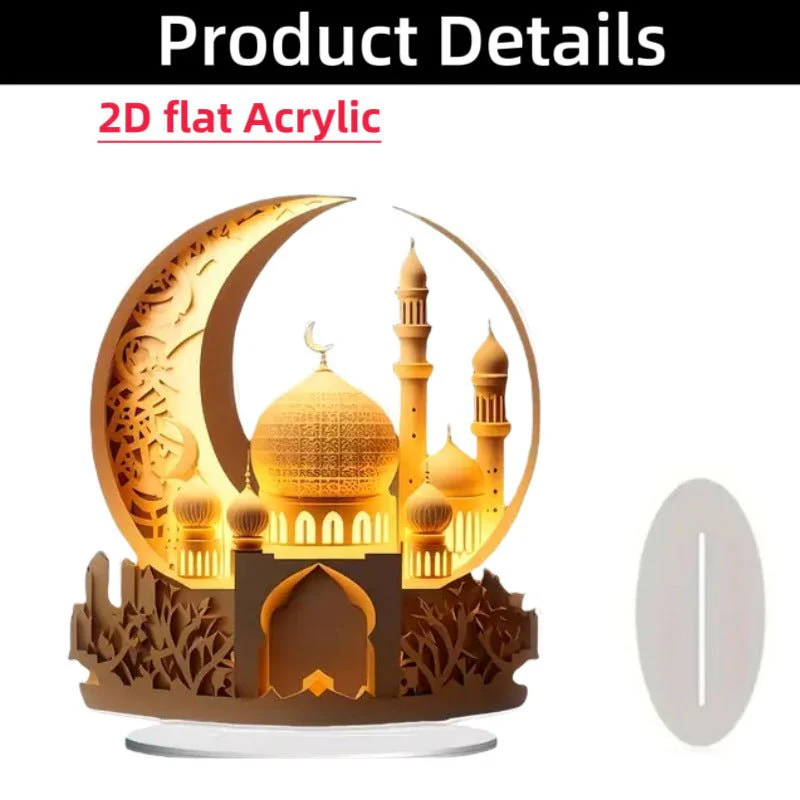 Islamic Crescent with Islamic Motifs Acrylic Desktop Ornament (MAC398) - Image 17