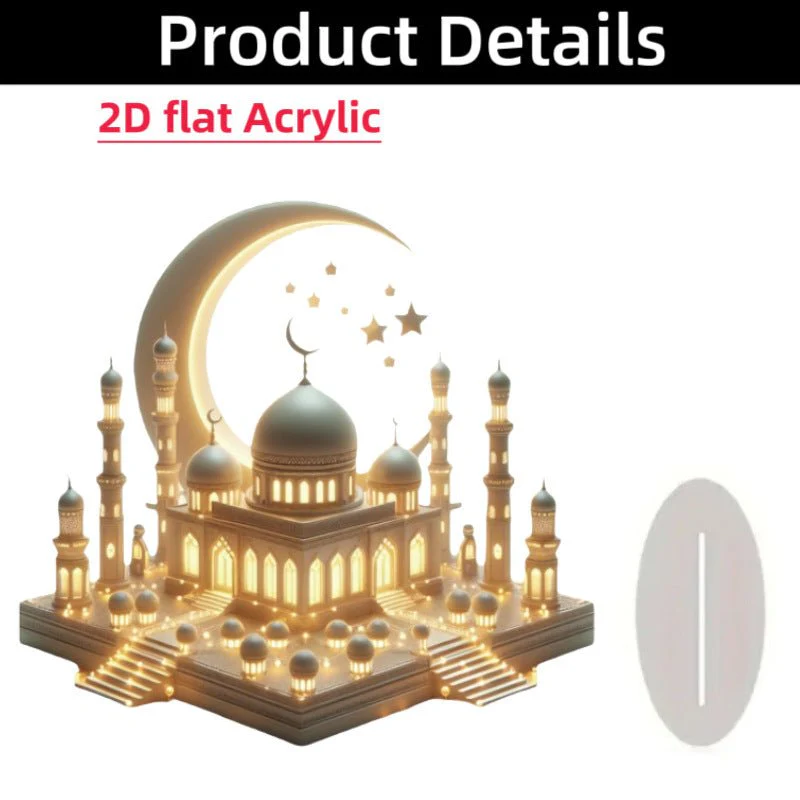 Islamic Crescent with Islamic Motifs Acrylic Desktop Ornament (MAC398) - Image 26
