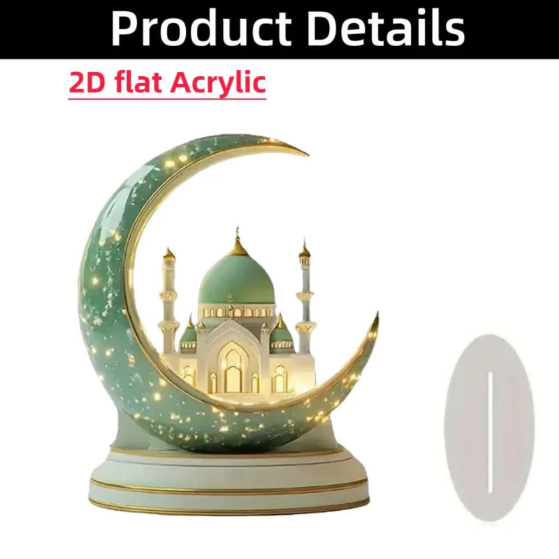 Islamic Crescent with Islamic Motifs Acrylic Desktop Ornament (MAC398) - Image 30