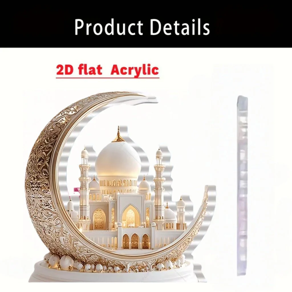 Islamic Crescent with Islamic Motifs Acrylic Desktop Ornament (MAC398) - Image 32