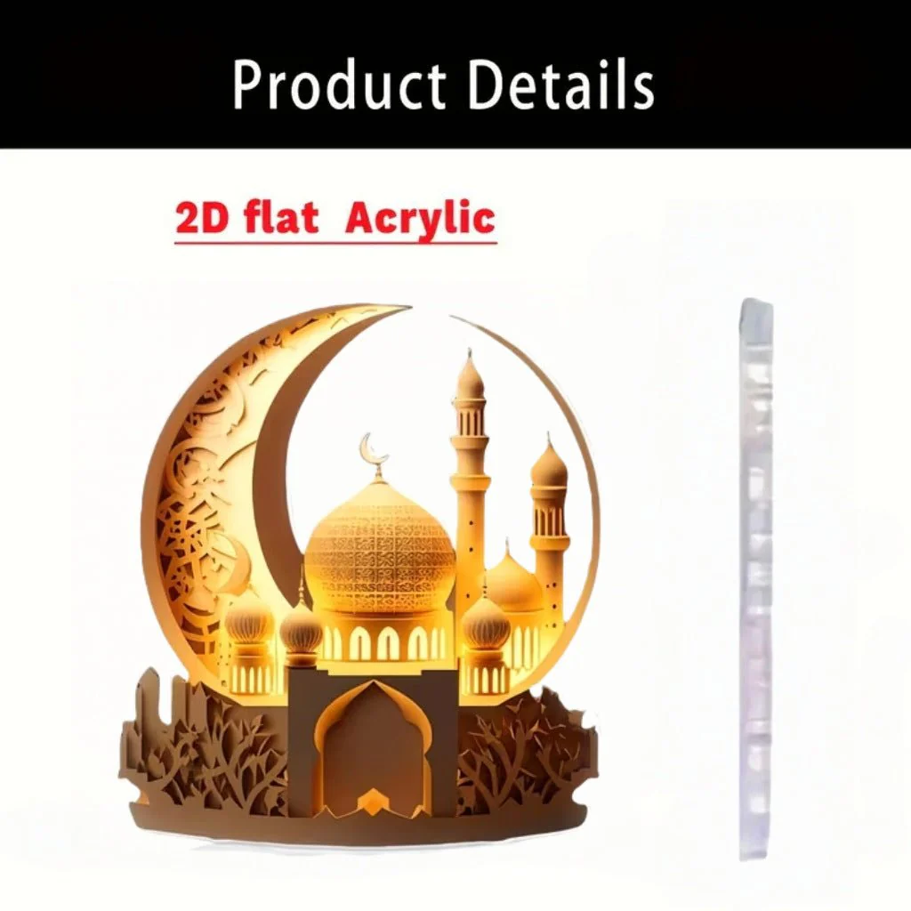 Islamic Crescent with Islamic Motifs Acrylic Desktop Ornament (MAC398) - Image 36