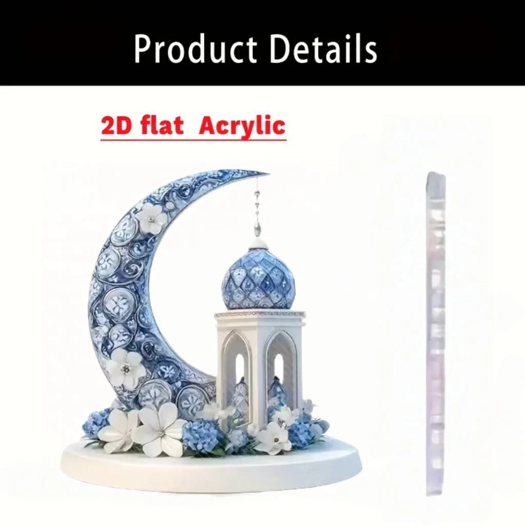 Islamic Crescent with Islamic Motifs Acrylic Desktop Ornament (MAC398) - Image 37