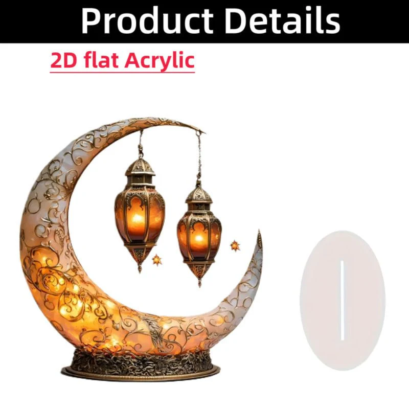 Islamic Crescent with Islamic Motifs Acrylic Desktop Ornament (MAC398) - Image 38