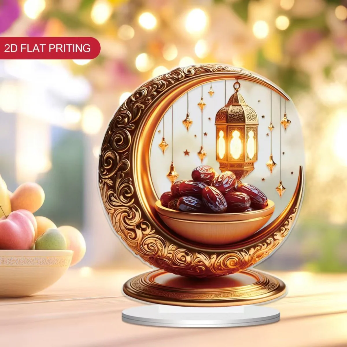 Islamic Crescent with Islamic Motifs Acrylic Desktop Ornament (MAC398) - Image 4