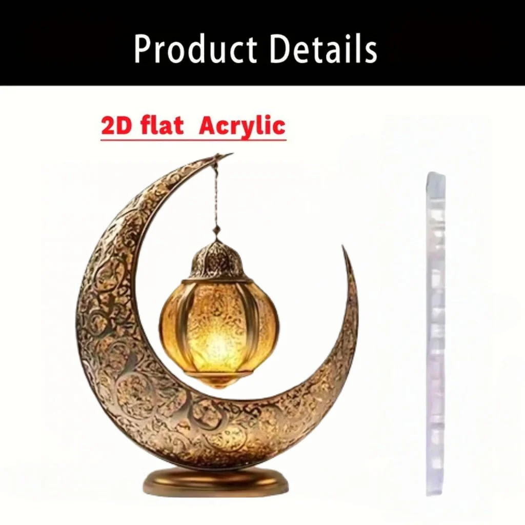 Islamic Crescent with Islamic Motifs Acrylic Desktop Ornament (MAC398) - Image 40