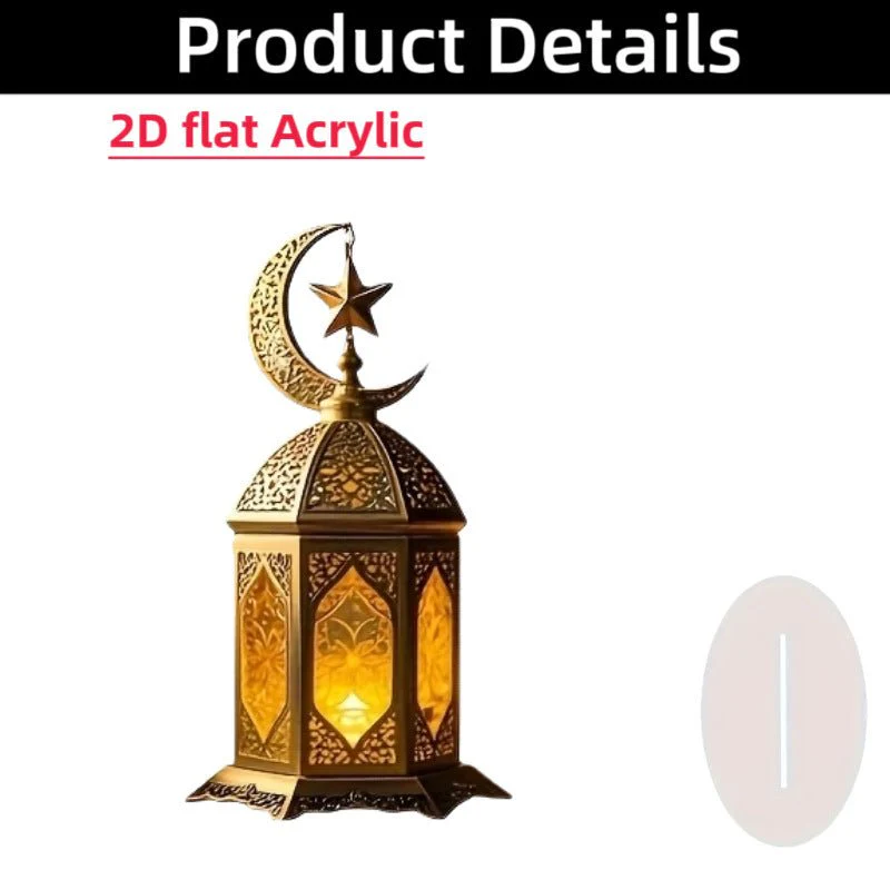 Islamic Crescent with Islamic Motifs Acrylic Desktop Ornament (MAC398) - Image 44