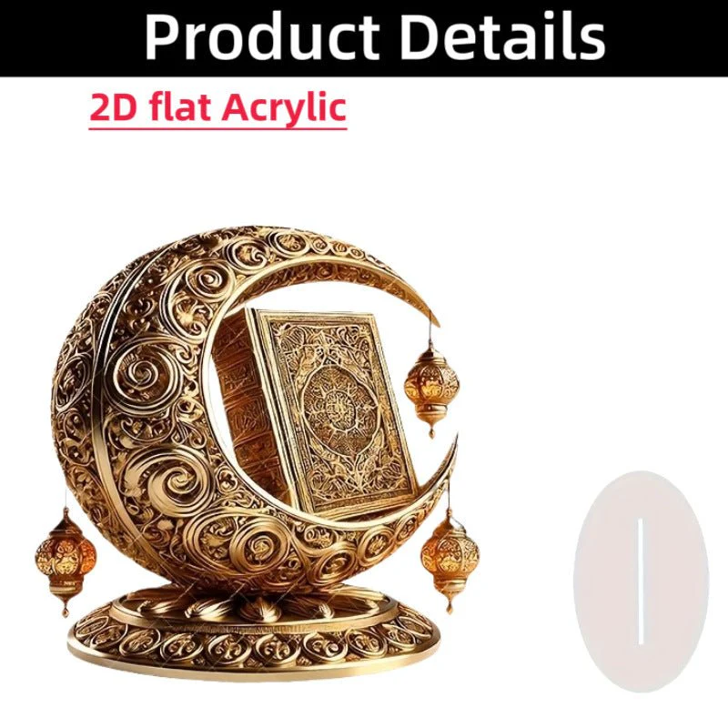Islamic Crescent with Islamic Motifs Acrylic Desktop Ornament (MAC398) - Image 45
