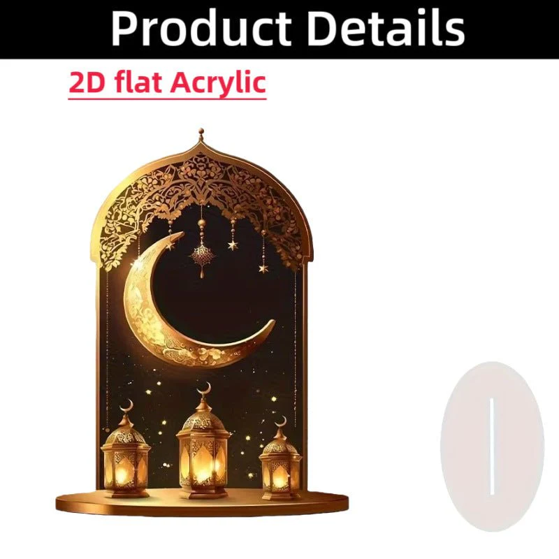 Islamic Crescent with Islamic Motifs Acrylic Desktop Ornament (MAC398) - Image 46