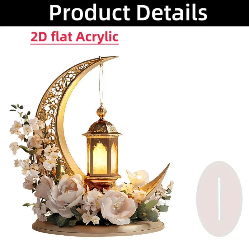 Islamic Crescent with Islamic Motifs Acrylic Desktop Ornament (MAC398) - Image 47