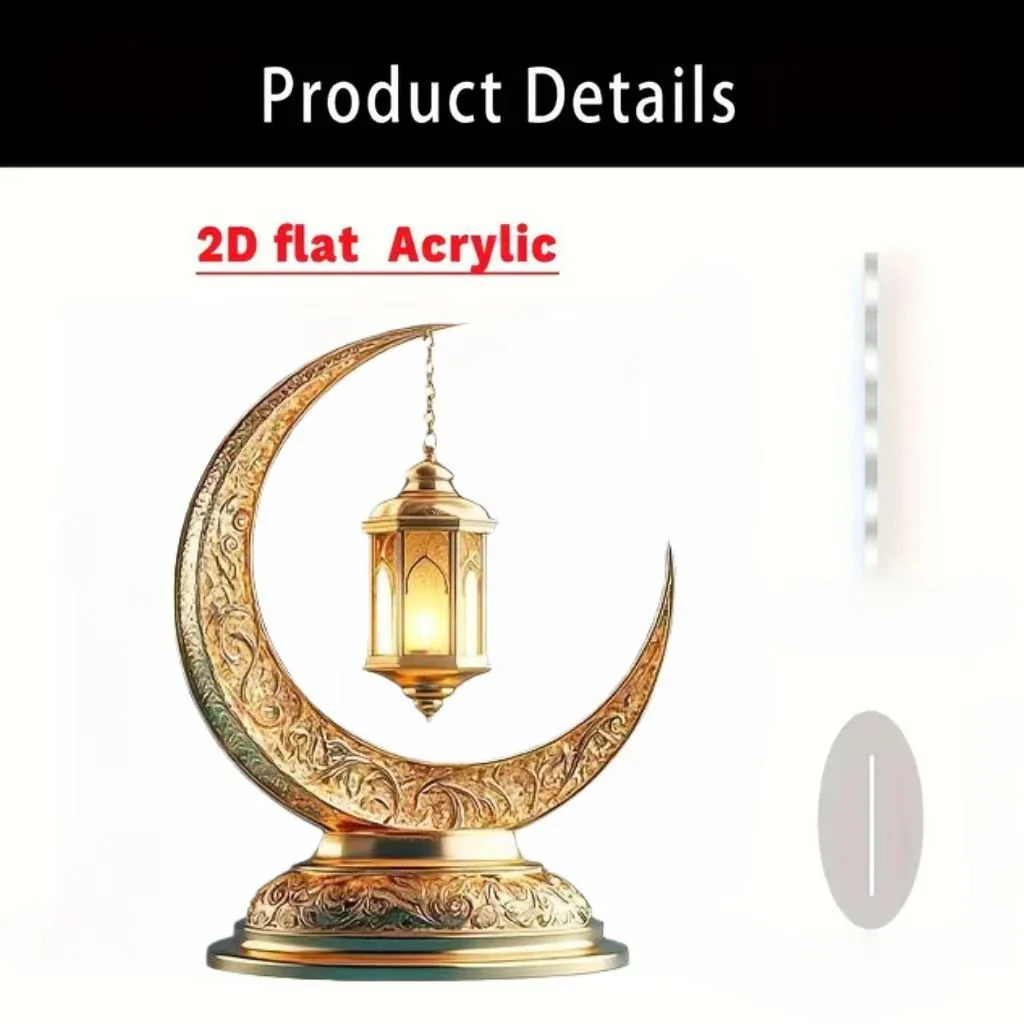 Islamic Crescent with Islamic Motifs Acrylic Desktop Ornament (MAC398) - Image 8