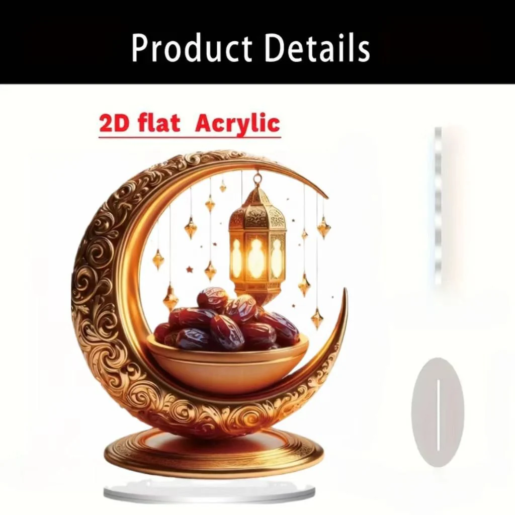 Islamic Crescent with Islamic Motifs Acrylic Desktop Ornament (MAC398) - Image 9
