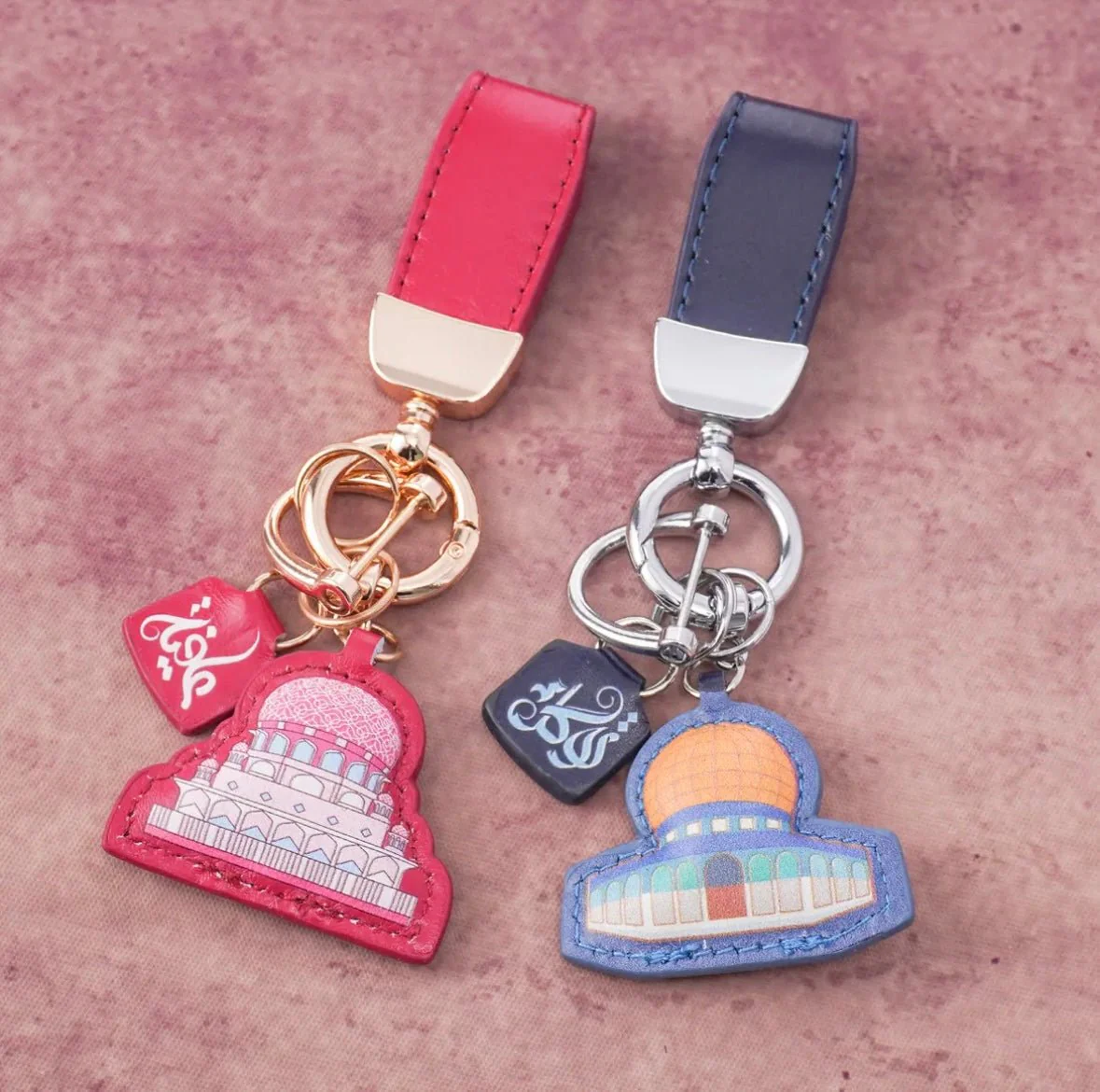 Islamic Leather Keychain with Arabic Calligraphy & Mosque Pendant Sheepskin Keychain (MAC284) - Image 14