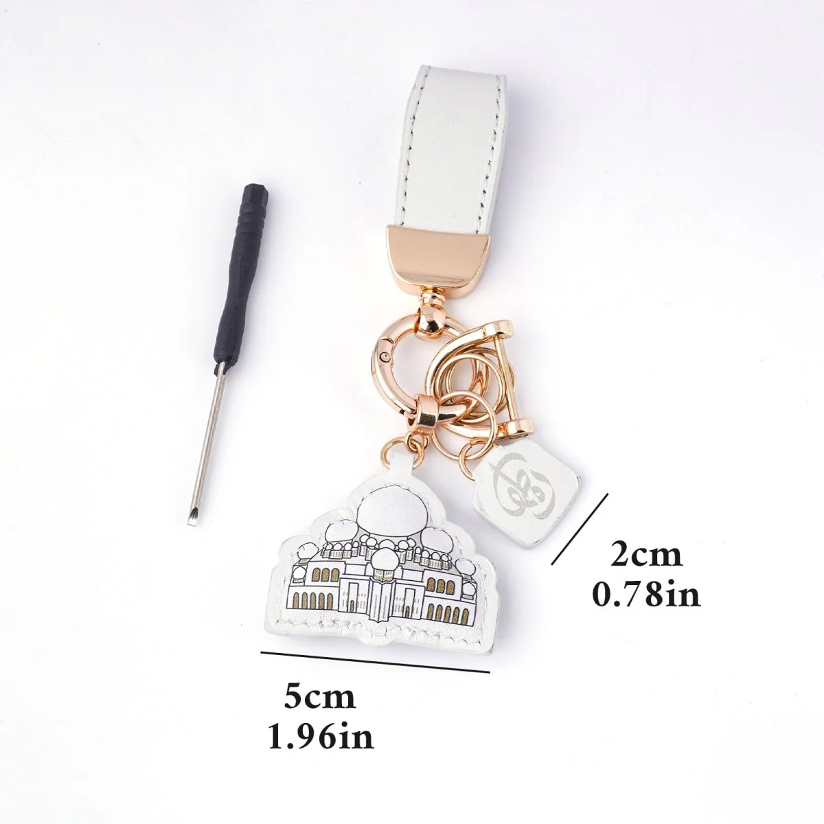 Islamic Leather Keychain with Arabic Calligraphy & Mosque Pendant Sheepskin Keychain (MAC284) - Image 16