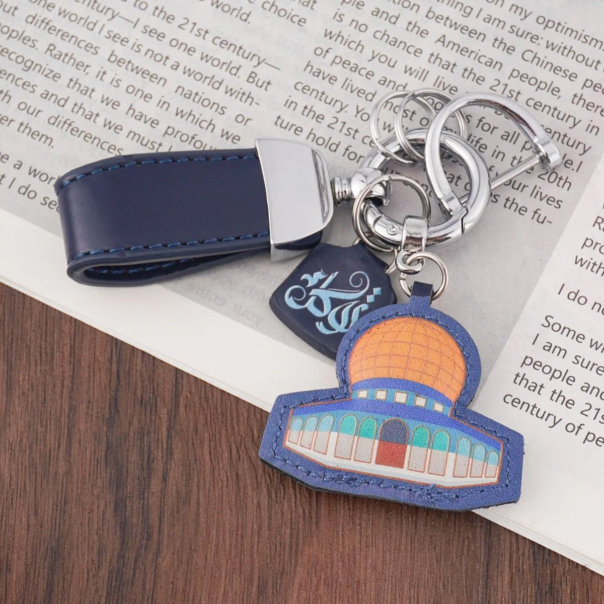Islamic Leather Keychain with Arabic Calligraphy & Mosque Pendant Sheepskin Keychain (MAC284) - Image 6