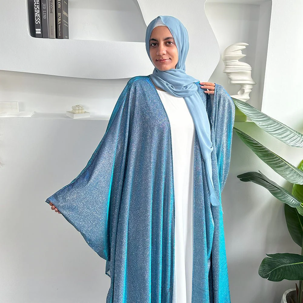 Kaftan Batwing Sleeve Glitter Open Abaya (MOA098) - Image 3