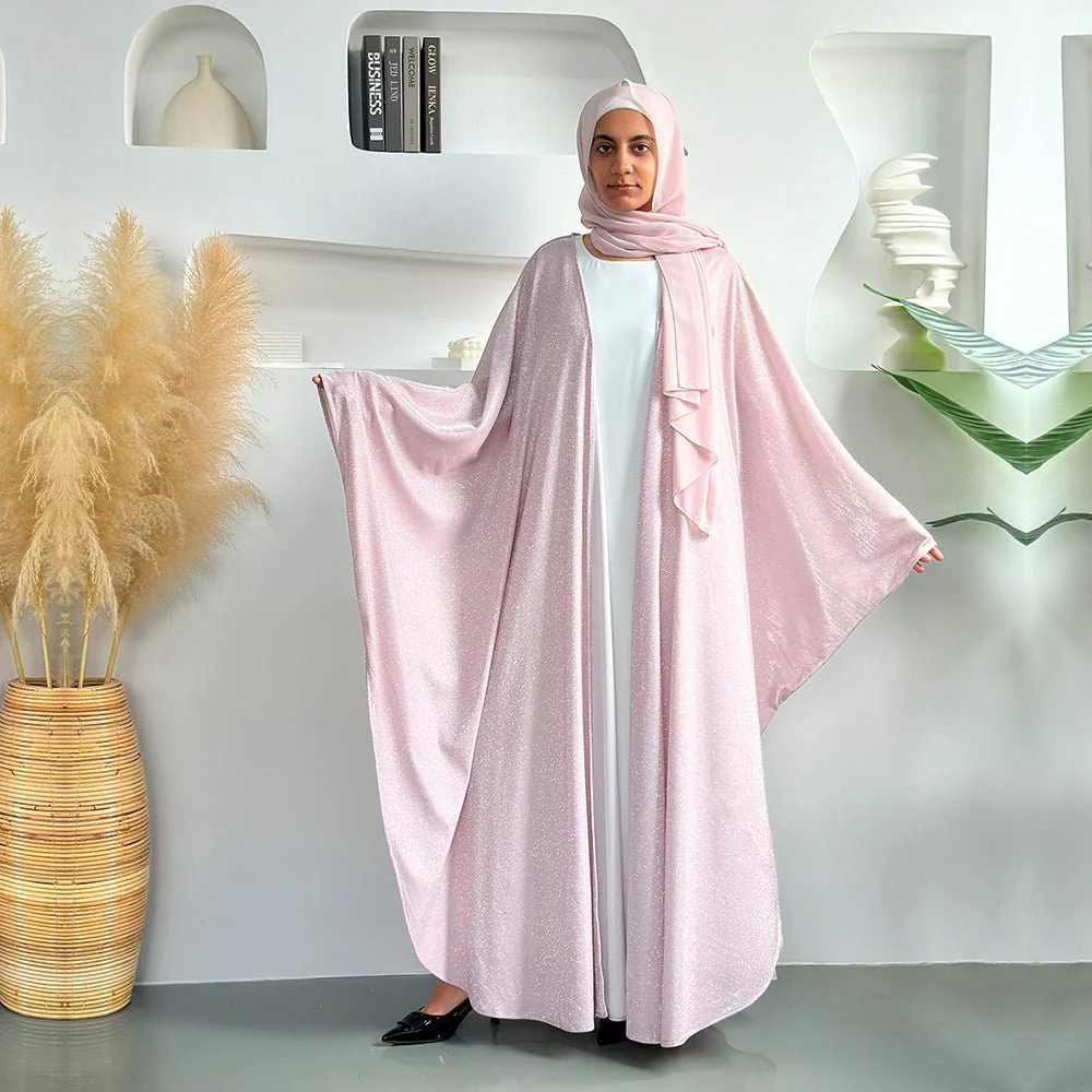Kaftan Batwing Sleeve Glitter Open Abaya (MOA098) - Image 4