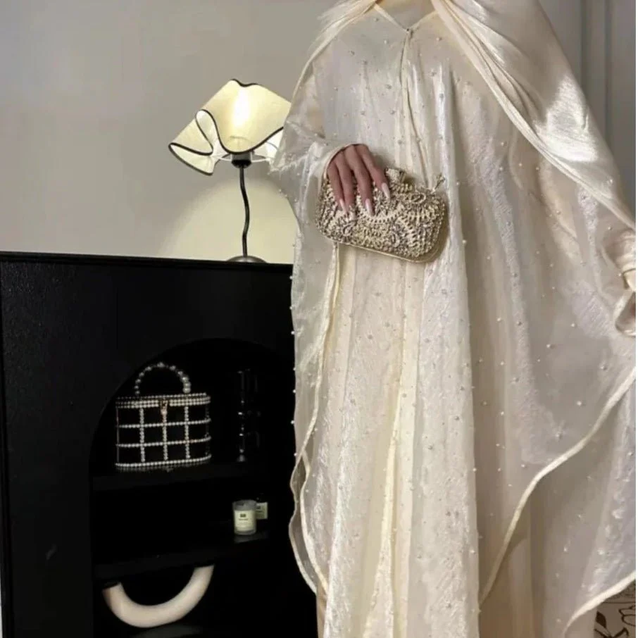 Kaftan Beaded Dazzling Shiny Open Abaya 2-Piece Set (MOA111) - Image 3