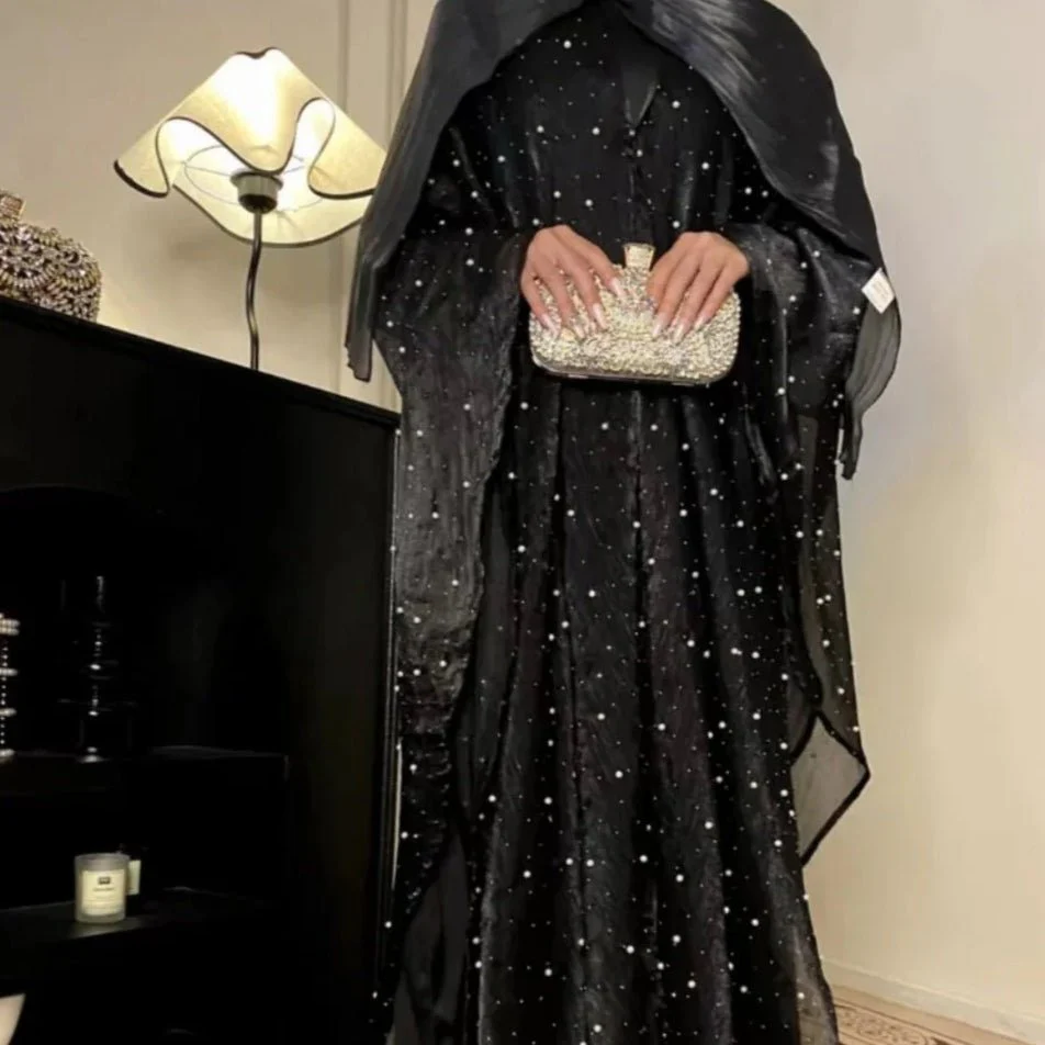Kaftan Beaded Dazzling Shiny Open Abaya 2-Piece Set (MOA111) - Image 7