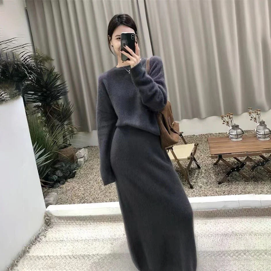 Knit Sweater & Straight Skirt Set | Autumn Winter Two-Piece Outfit(MS161) - Image 7