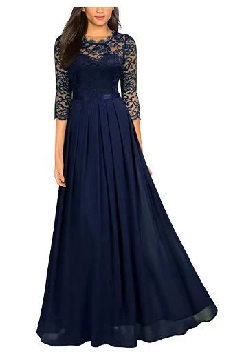 Lace Bodice Chiffon Maxi Dress(MS331) - Image 5