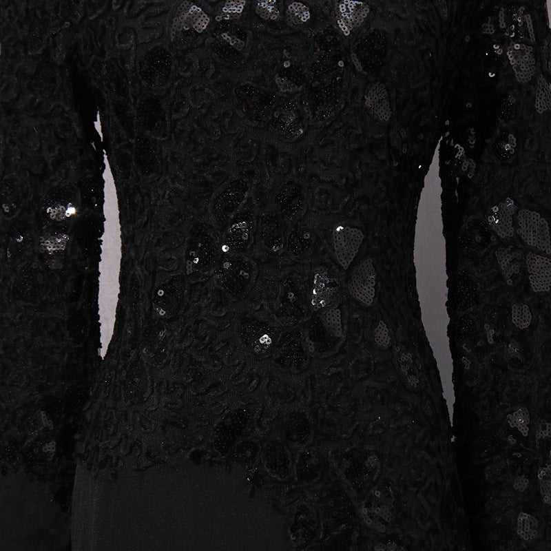 Lace Embroidered Mermaid Gown | Vintage Elegant Fishtail Maxi Dress (MS215) - Image 5