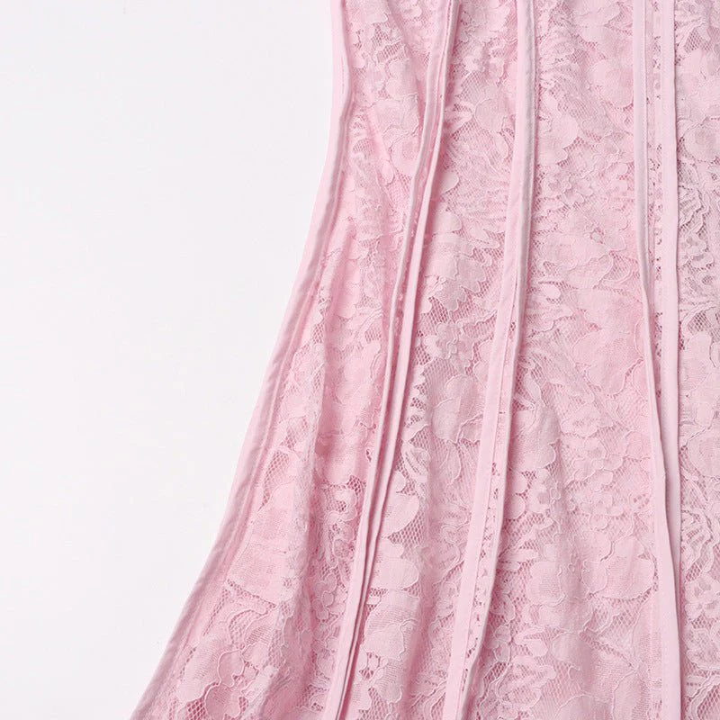 Lace Stand Collar Bell Sleeve Maxi Dress (MS395) - Image 10