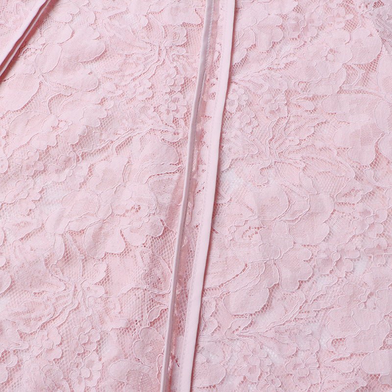 Lace Stand Collar Bell Sleeve Maxi Dress (MS395) - Image 12