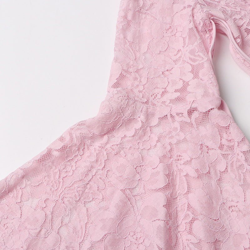 Lace Stand Collar Bell Sleeve Maxi Dress (MS395) - Image 14