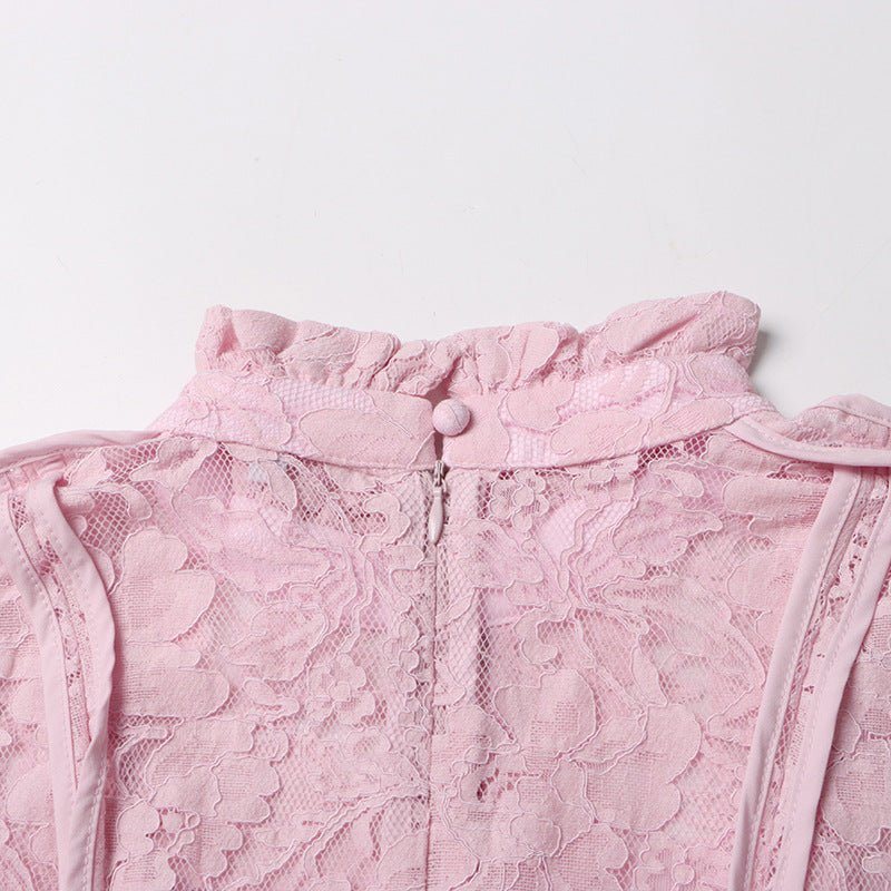 Lace Stand Collar Bell Sleeve Maxi Dress (MS395) - Image 15