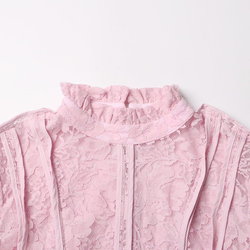 Lace Stand Collar Bell Sleeve Maxi Dress (MS395) - Image 7