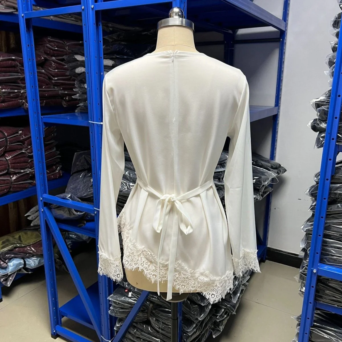 Lace Trim Asymmetric Hem Top(MS389) - Image 5