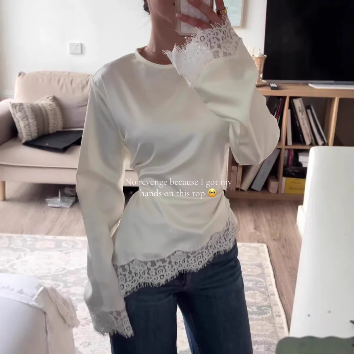 Lace Trim Asymmetric Hem Top(MS389) - Image 7