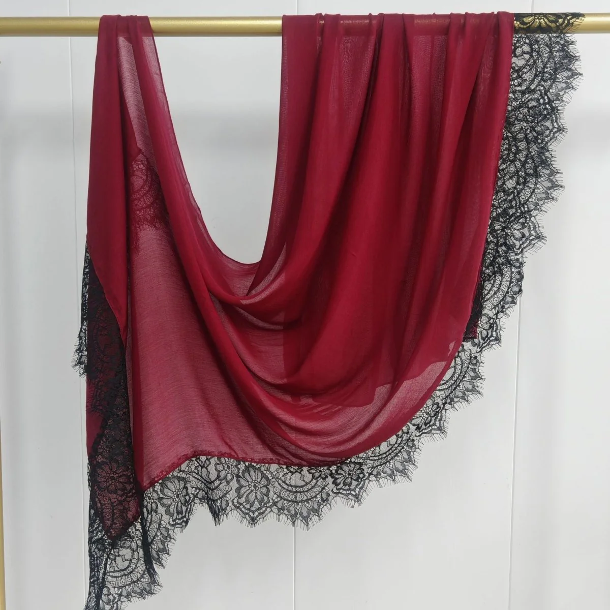 Lace Trim Rayon Hijab Scarf(MH211) - Image 9