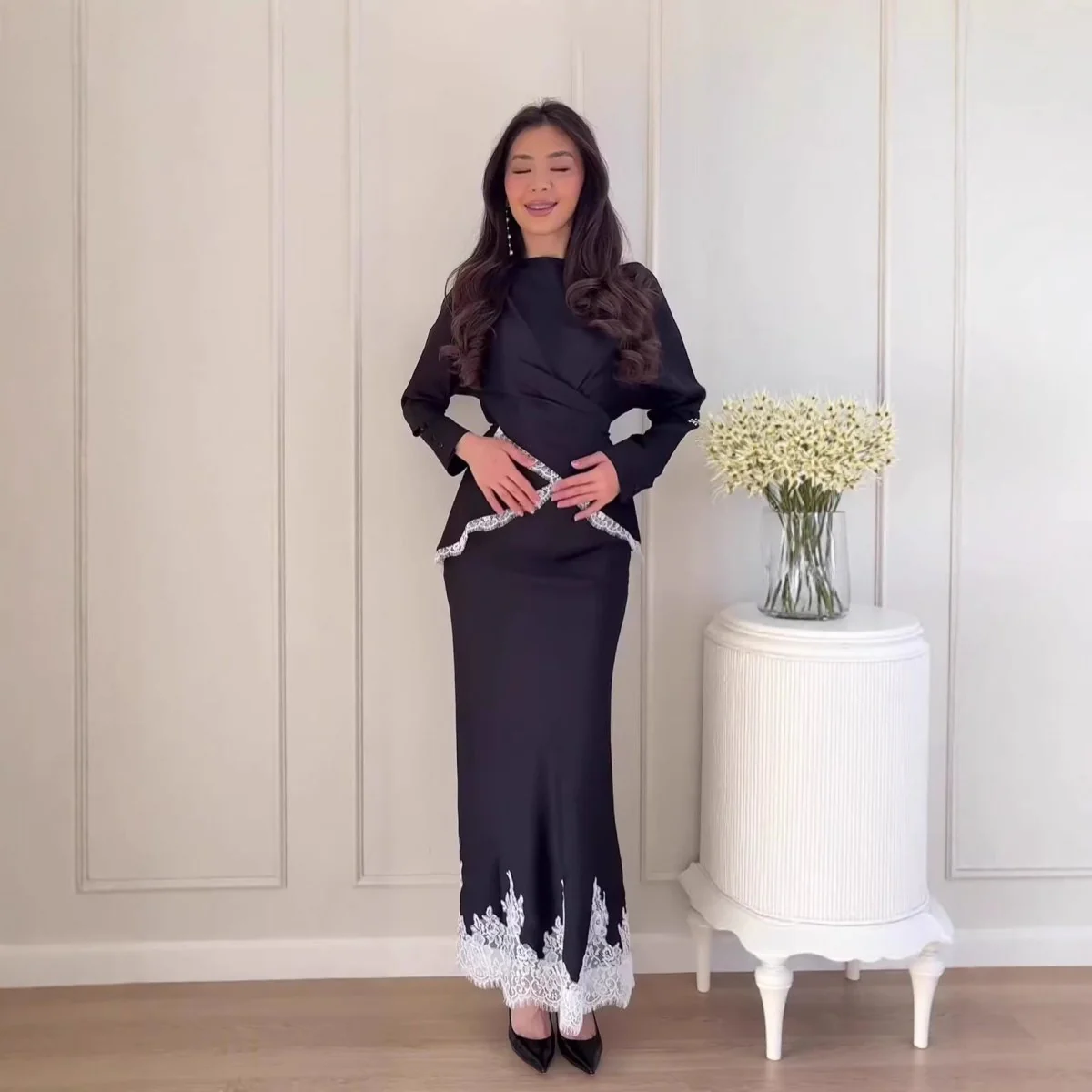 Lace Trim Wrap Top & Maxi Skirt Set (MS390) - Image 5