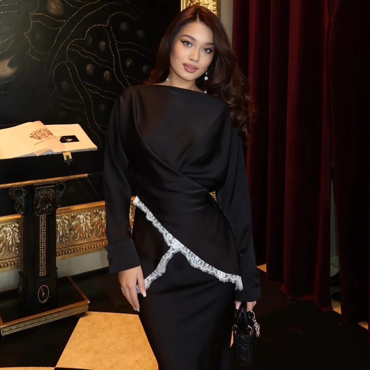 Lace Trim Wrap Top & Maxi Skirt Set (MS390) - Image 6