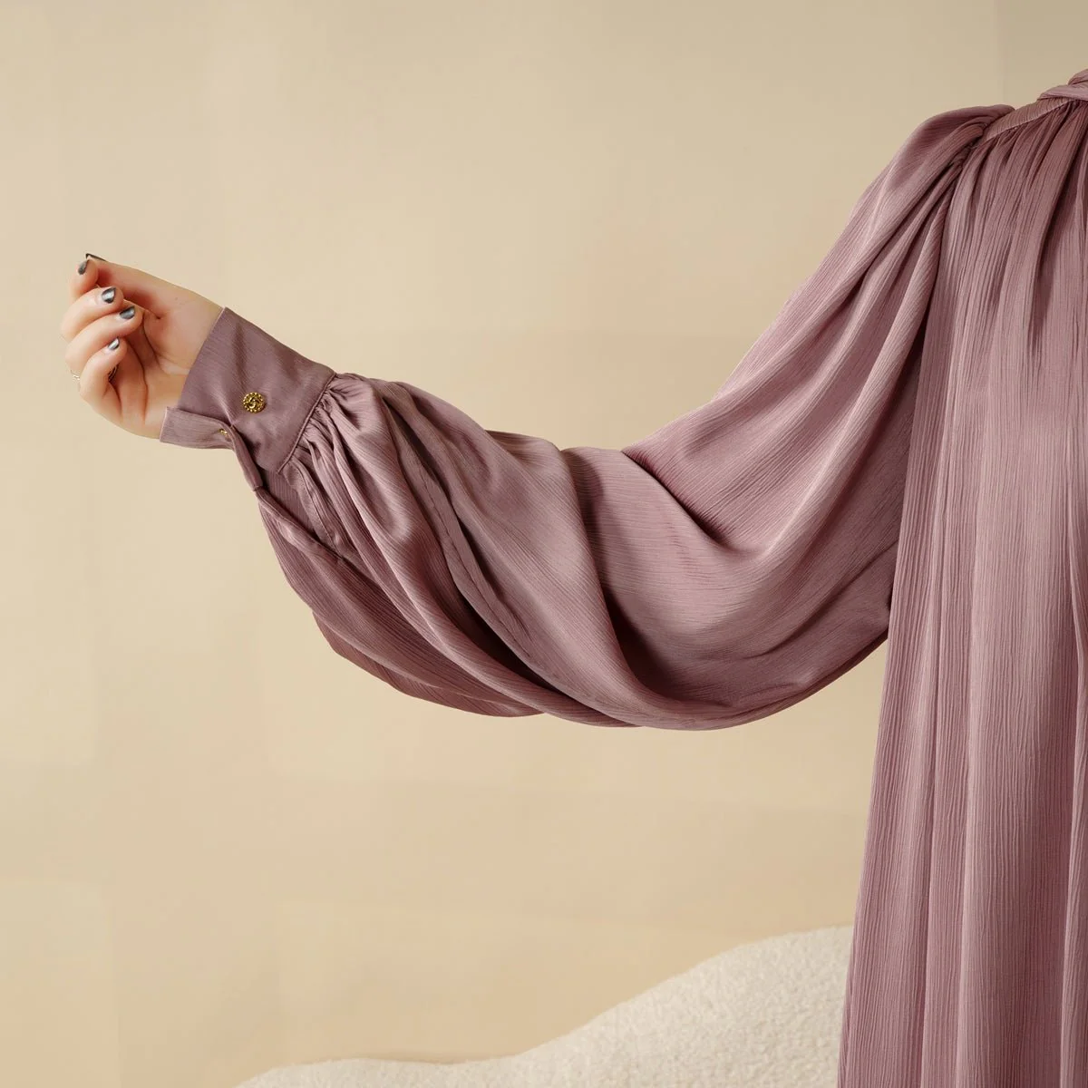 Lantern Sleeve Abaya, 4-Piece Set Large Pleated Sleeves Abaya (MOA084) - Image 8