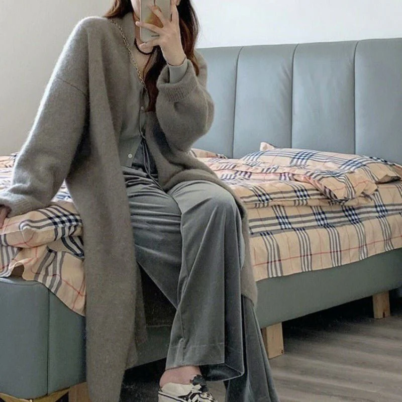 Lazy Style Mid-Length Knit Cardigan(MS156) - Image 2