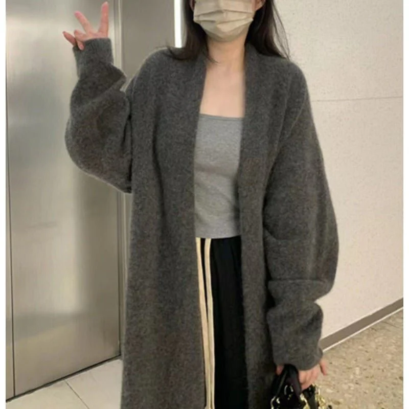 Lazy Style Mid-Length Knit Cardigan(MS156) - Image 3