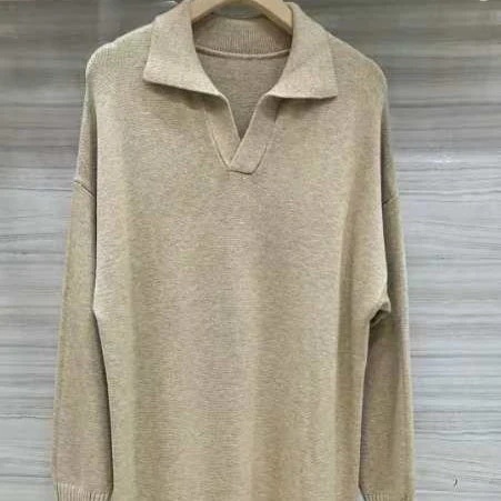 Lazy Style Polo Collar Knit Maxi Dress | Thick Sweater Base Layer Dress(MS157) - Image 7