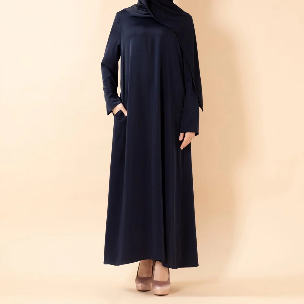 Leaf Embellishment Satin 3-Piece Abaya Set for Eid (MOA244) - Image 13