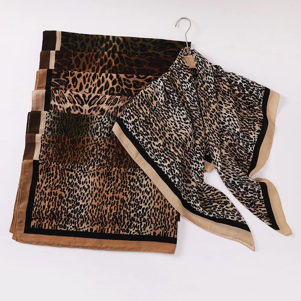 Leopard Print Square Scarf Hijab (MH182) - Image 3