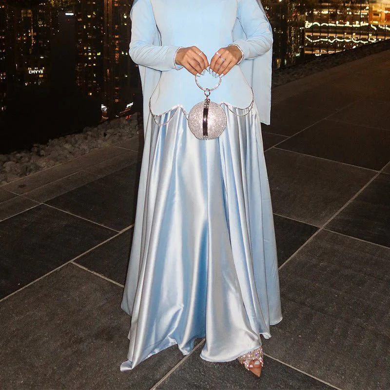 Light Blue Structured Shoulder Dress Set(MS298) - Image 3