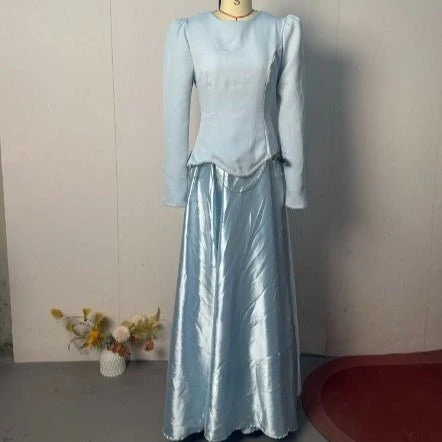 Light Blue Structured Shoulder Dress Set(MS298) - Image 4