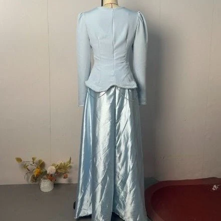 Light Blue Structured Shoulder Dress Set(MS298) - Image 7