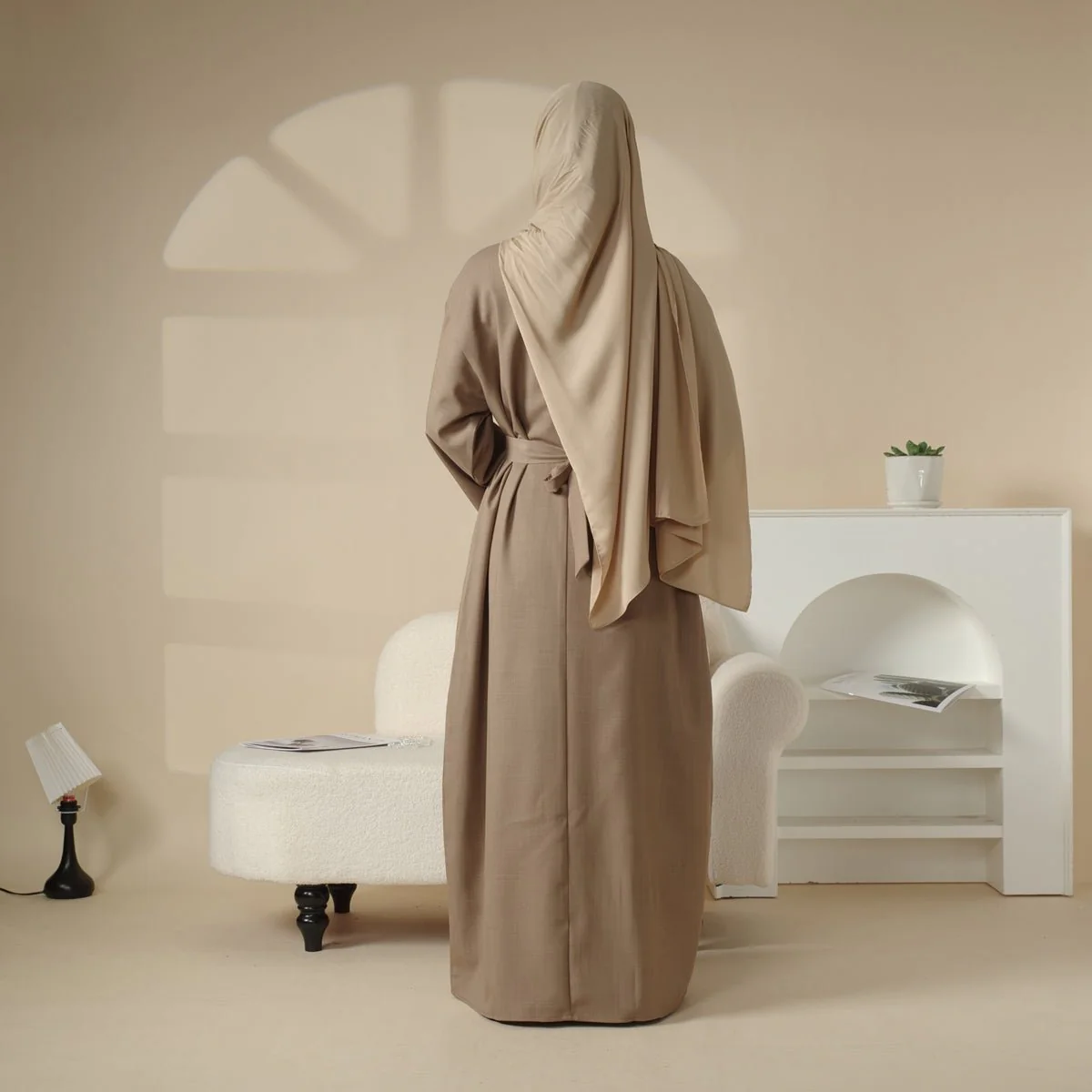 Linen Plain Abaya with Pockets 2-Piece Set (MA043) - Image 8