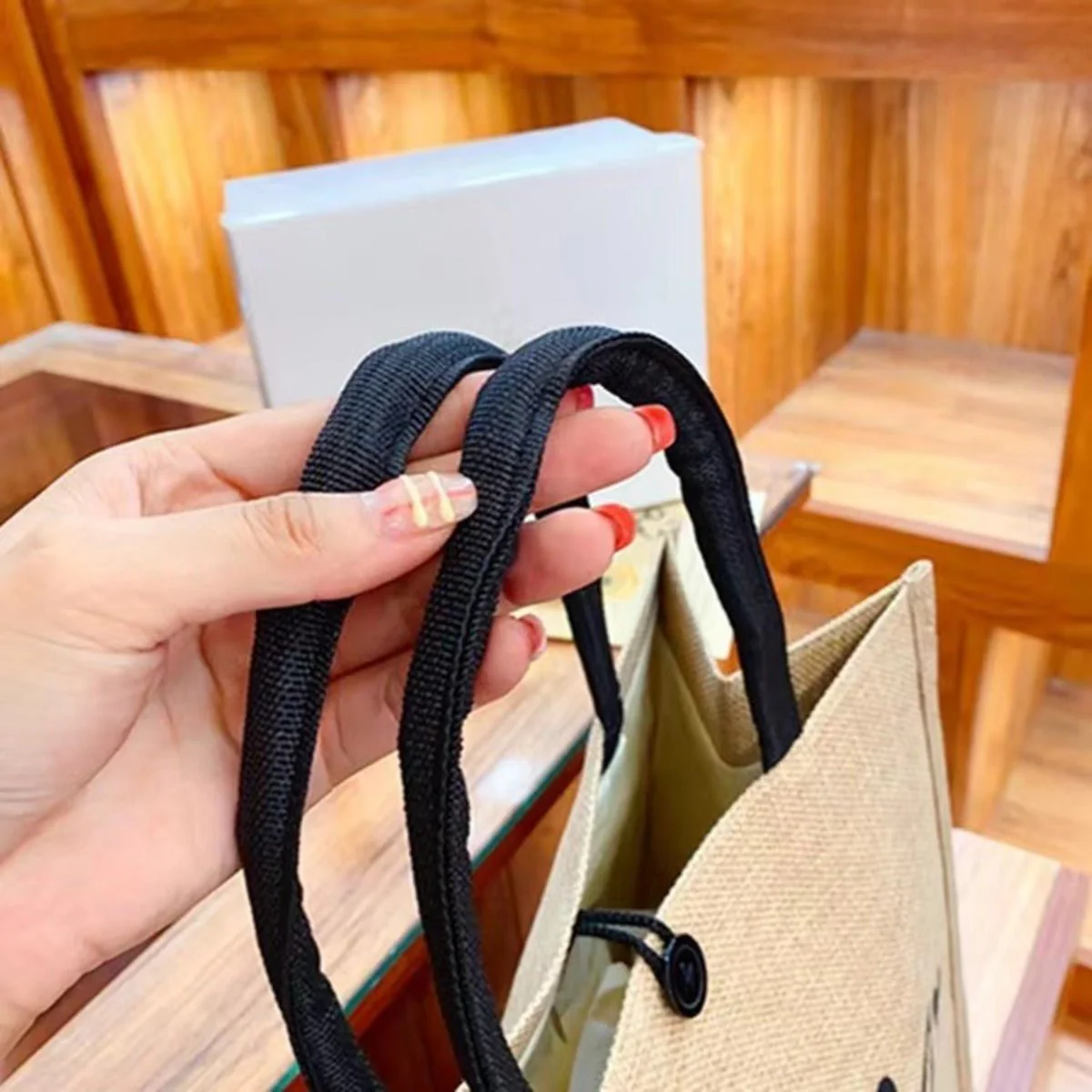 Linen Printed Tote Bag Set Natural Eco-Friendly Two-Piece Bag with Coin Purse(MAC258) - Image 9