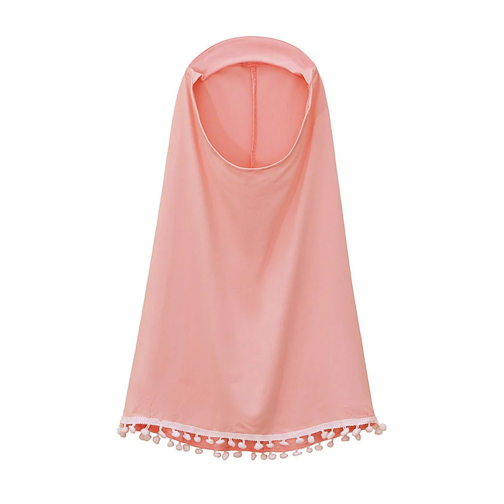 Little Muslimah Girls Dress & Hijab Set with Pom-Pom Trim (MKG028) - Image 11